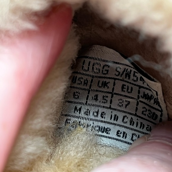 UGG Australia Kalie Clog Studded Brown Leather Sherpa Lined Wooden Block Heel 6 - Picture 9 of 10